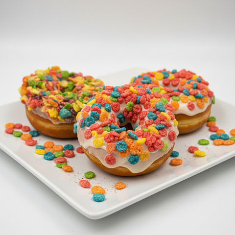 Fruity Pebbles Protein Donut